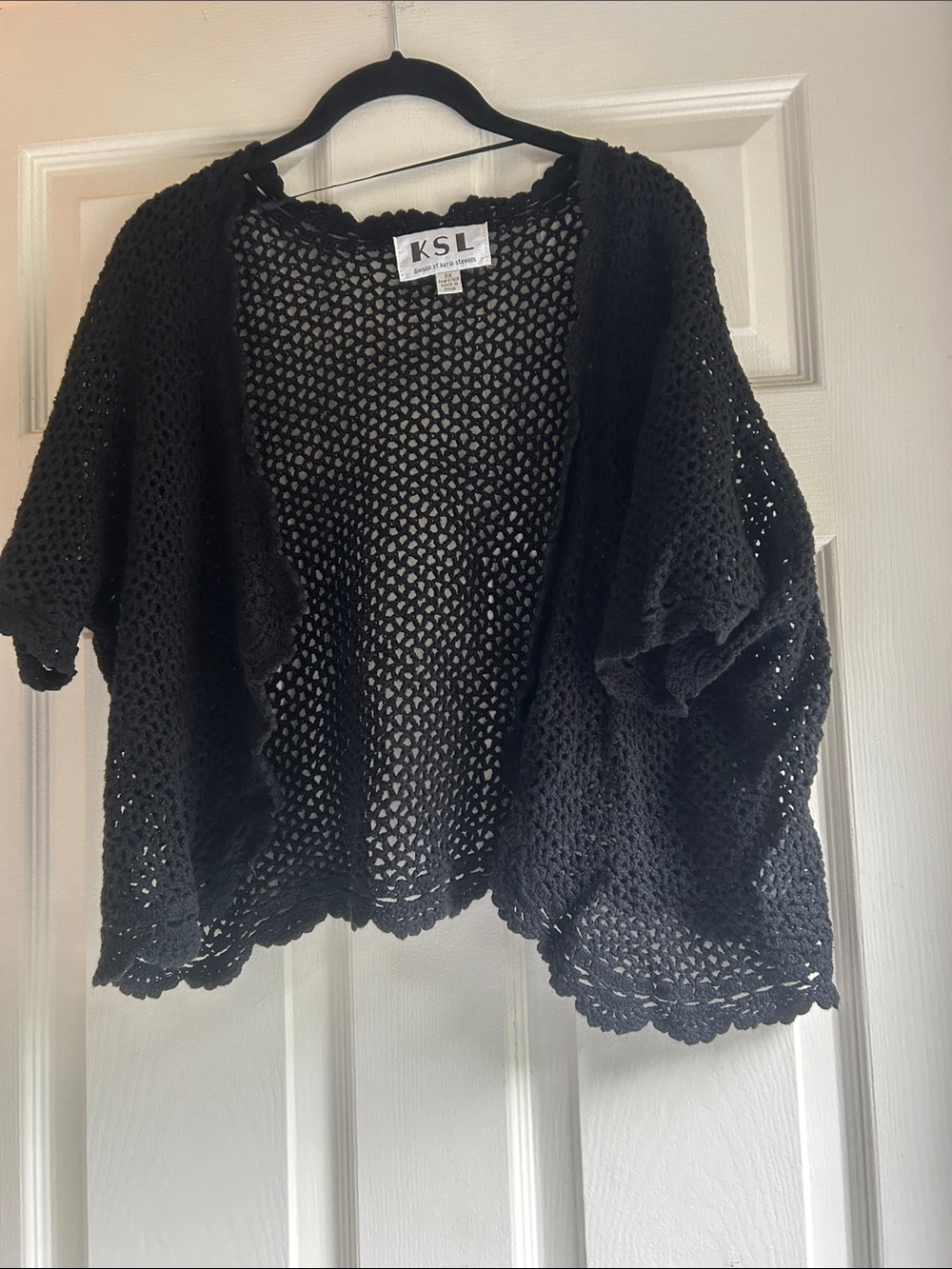 KSL Black Open Crochet Shrug Cardigan